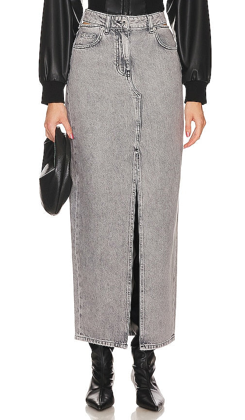 IRO Finji Maxi Skirt in Grey - Jupe longue IRO Finji en gris - IRO Finji 灰色长裙 - IRO Finji Maxirock in Grau - IRO FINJI 맥시 스커트 - Gonna lunga IRO Finji in grigio