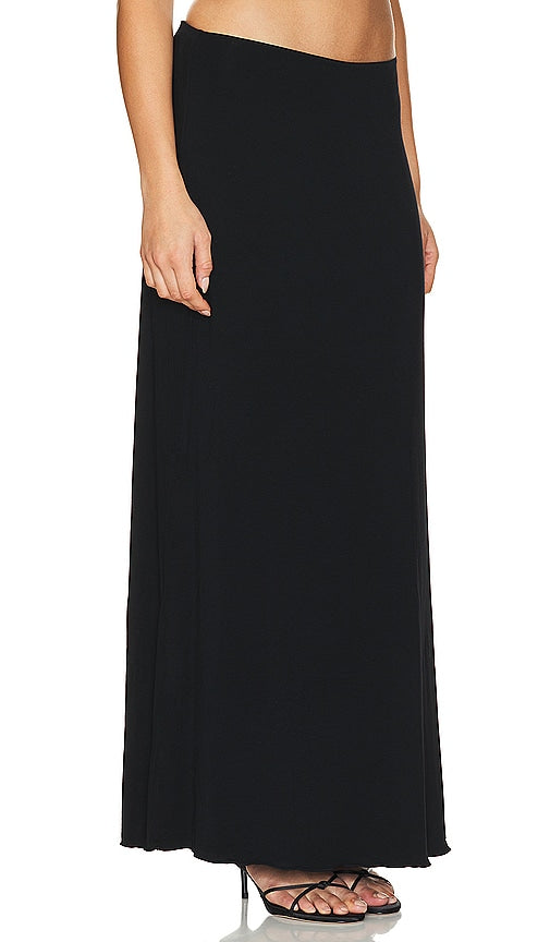 Indah Iris Solid Seamless Maxi Skirt in Black