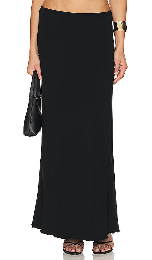 Indah Iris Solid Seamless Maxi Skirt in Black - Indah Iris - Jupe longue unie sans coutures en noir - Indah Iris 黑色纯色无缝超长裙 - Indah Iris Solid Seamless Maxirock in Schwarz - Indah Iris 솔리드 심리스 맥시 스커트블랙 색상 - Gonna lunga senza cuciture Indah Iris in nero