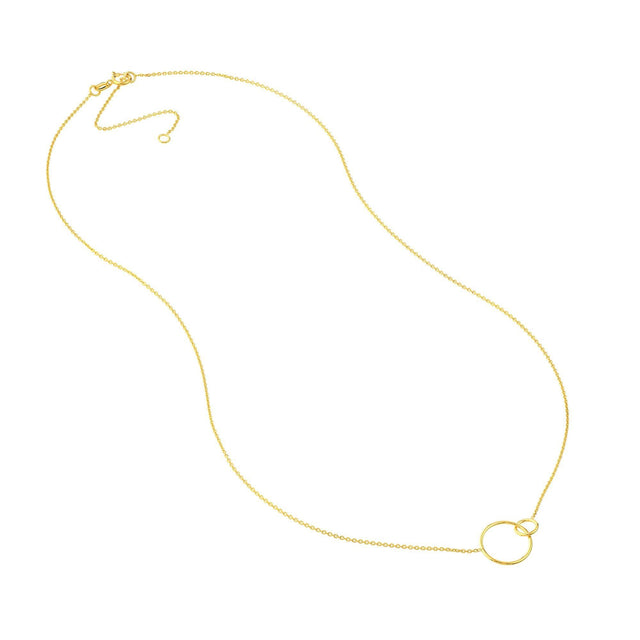 Interlocking Circles Adjustable Yellow Gold Necklace