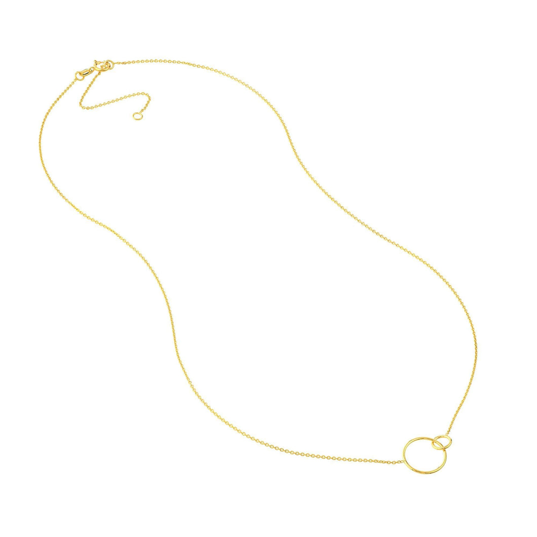 Interlocking Circles Adjustable Yellow Gold Necklace