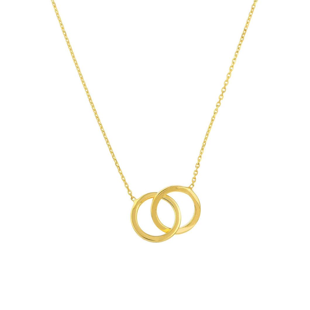 Interlocking Circles Adjustable Yellow Gold Necklace