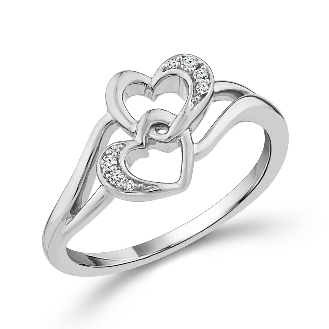 Interlocking Heart White Gold Promise Ring - Size 7