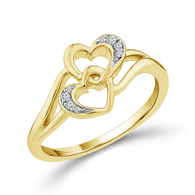 Intwined Hearts Yellow Gold Promise Ring - Size 7