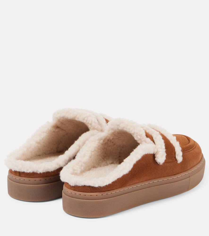 Inuikii Shearling-trimmed suede mules