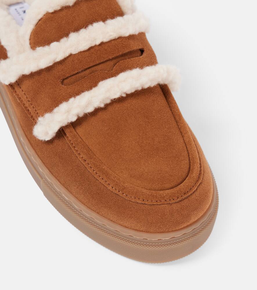 Inuikii Shearling-trimmed suede mules
