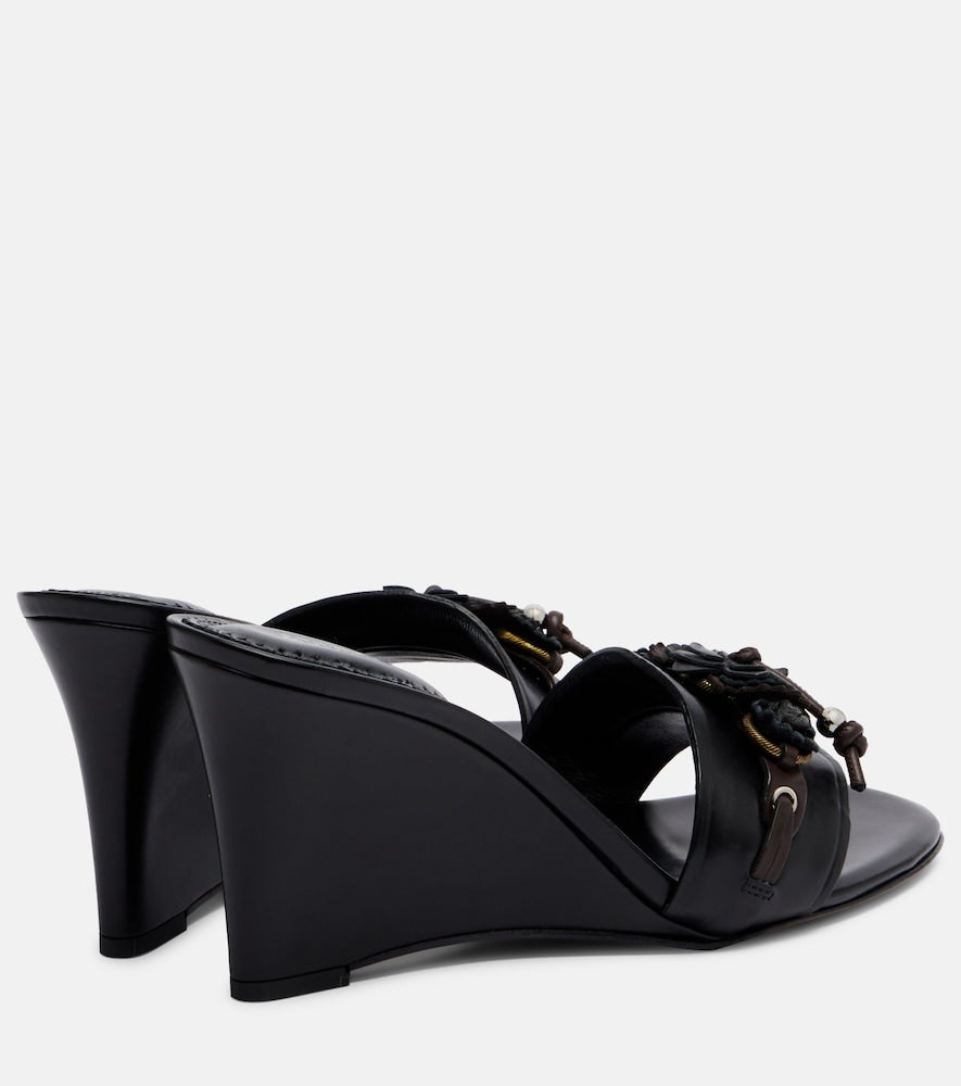 Isabel Marant Anee embellished leather wedge mules