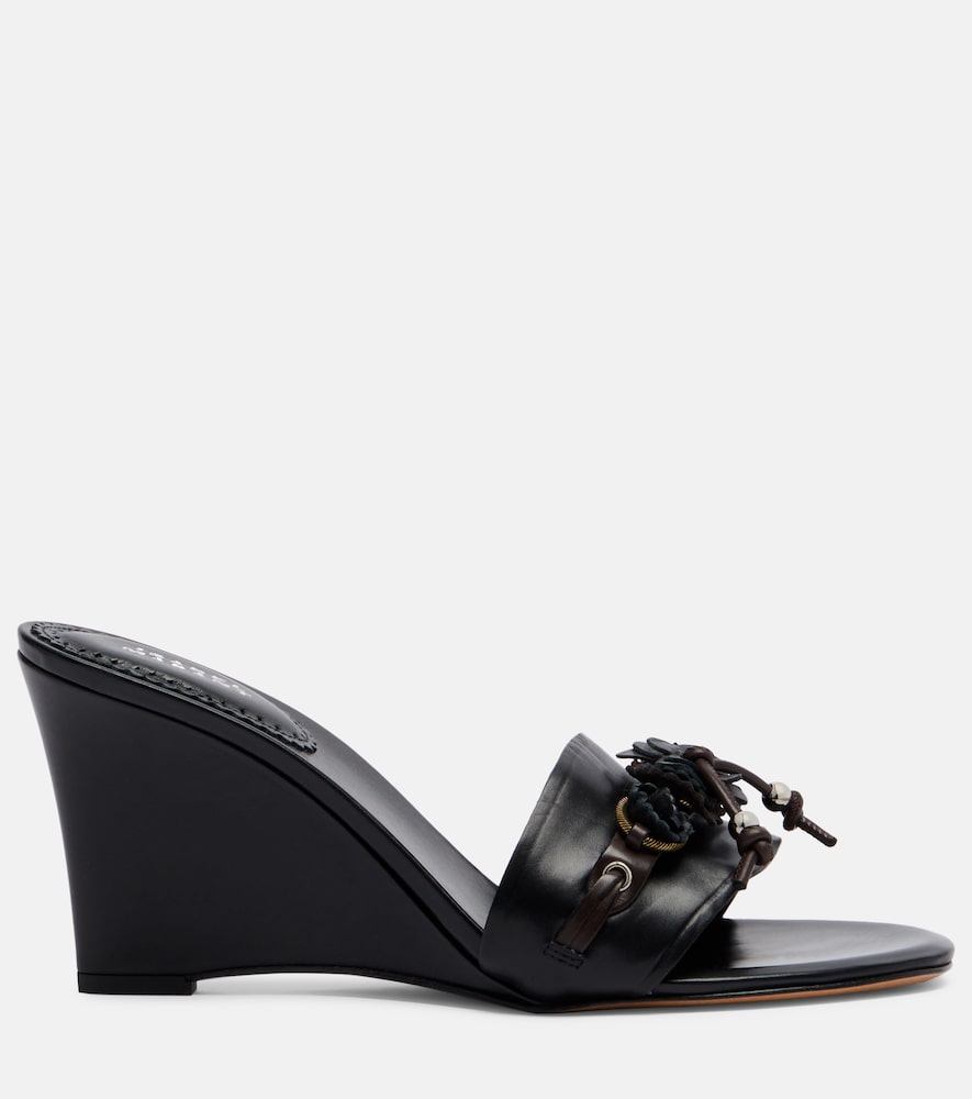 Isabel Marant Anee embellished leather wedge mules