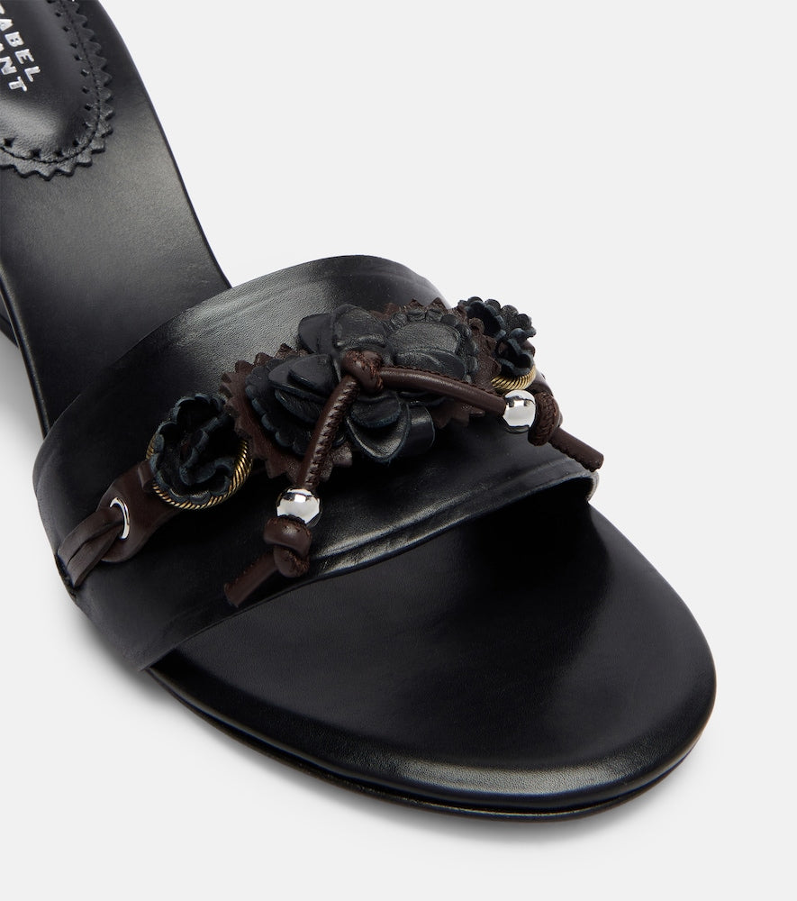 Isabel Marant Anee embellished leather wedge mules