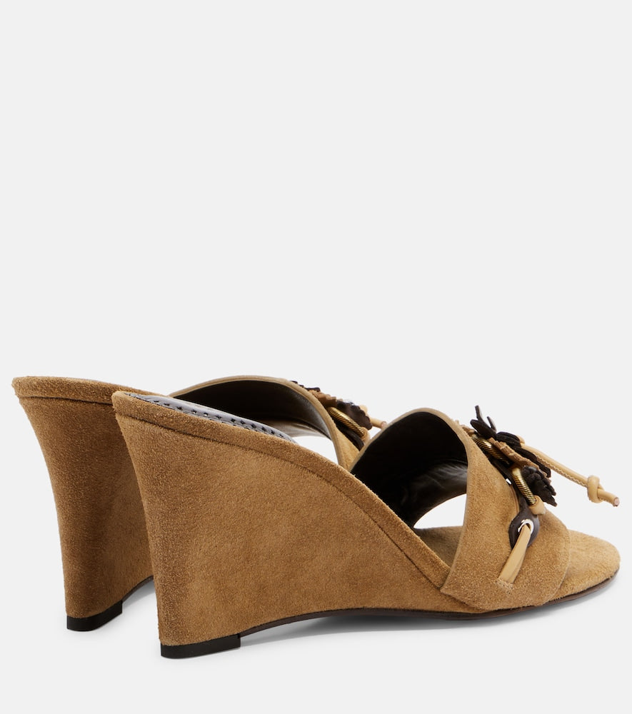 Isabel Marant Anee embellished suede wedge mules