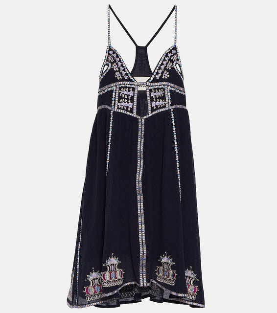Isabel Marant Bretty embroidered cotton and silk minidress