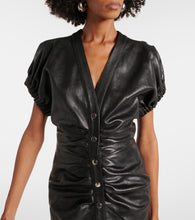 Isabel Marant Carly gathered leather midi dress