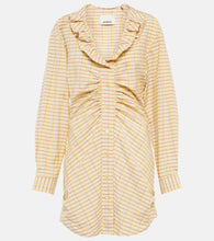 Isabel Marant Coral checked cotton and silk minidress. Isabel Marant 珊瑚色格纹棉丝迷你连衣裙