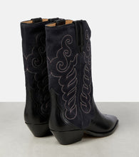Isabel Marant Duerto embroidered suede and leather boots
