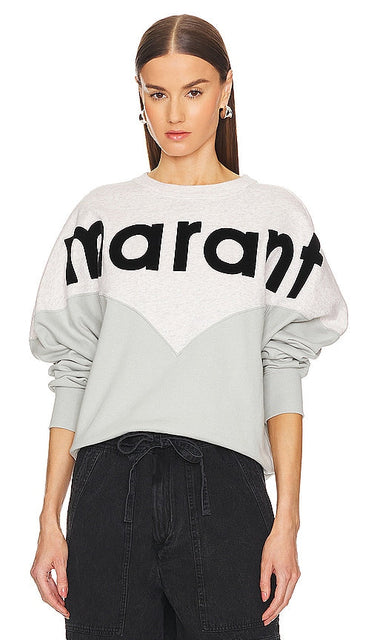 Isabel Marant Etoile Houston Sweatshirt in Light Grey,Royal - Isabel Marant Etoile Houston Sweatshirt en gris clair, royal - Isabel Marant Etoile Houston 浅灰色运动衫，皇家色 - Isabel Marant Etoile Houston Sweatshirt in Hellgrau, Royal - Isabel Marant Etoile 휴스턴 스웨트셔츠 색상 라이트 그레이,로얄 - Felpa Isabel Marant Etoile Houston in grigio chiaro, reale