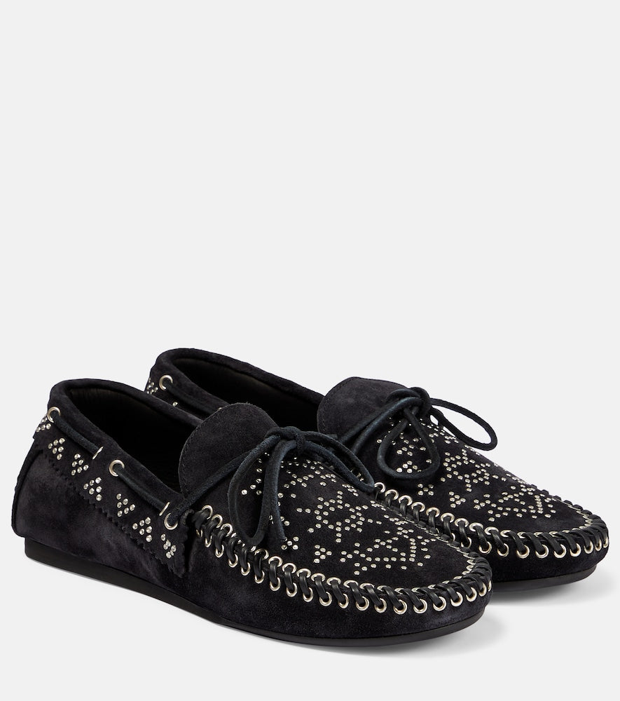 Isabel Marant Freen embellished suede moccasins - Isabel Marant Freen 缀饰绒面革软皮鞋