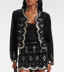 Isabel Marant Hady embellished cotton velvet jacket