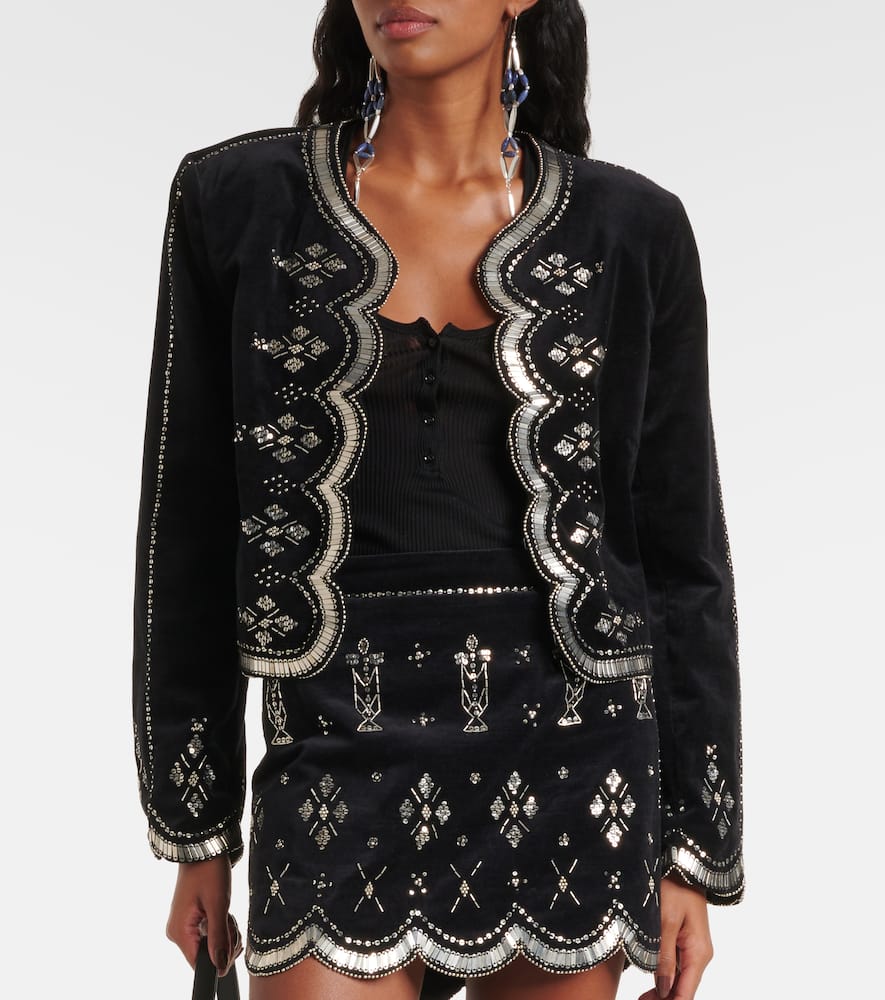 Isabel Marant Hady embellished cotton velvet jacket