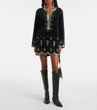 Isabel Marant Helene embellished cotton velvet minidress