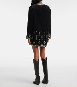 Isabel Marant Helene embellished cotton velvet minidress