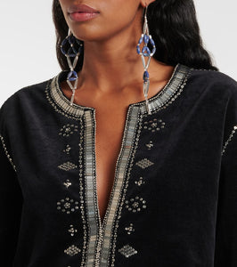Isabel Marant Helene embellished cotton velvet minidress