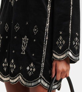 Isabel Marant Helene embellished cotton velvet minidress