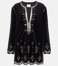 Isabel Marant Helene embellished cotton velvet minidress