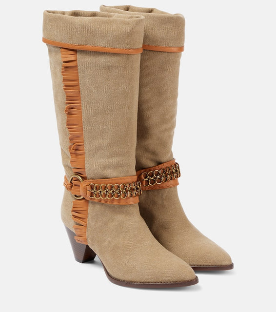 Isabel Marant Levon canvas cowboy boots