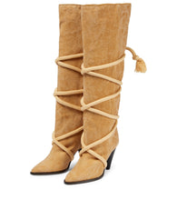 Isabel Marant Lophie canvas knee-high boots
