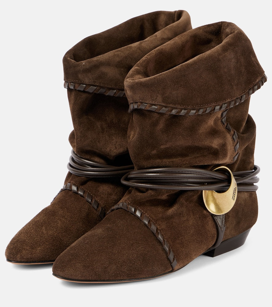 Isabel Marant Sellen embroidered suede ankle boots