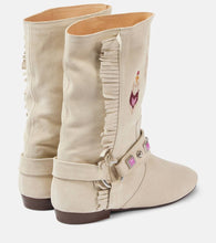 Isabel Marant Siani fringed embroidered suede ankle boots
