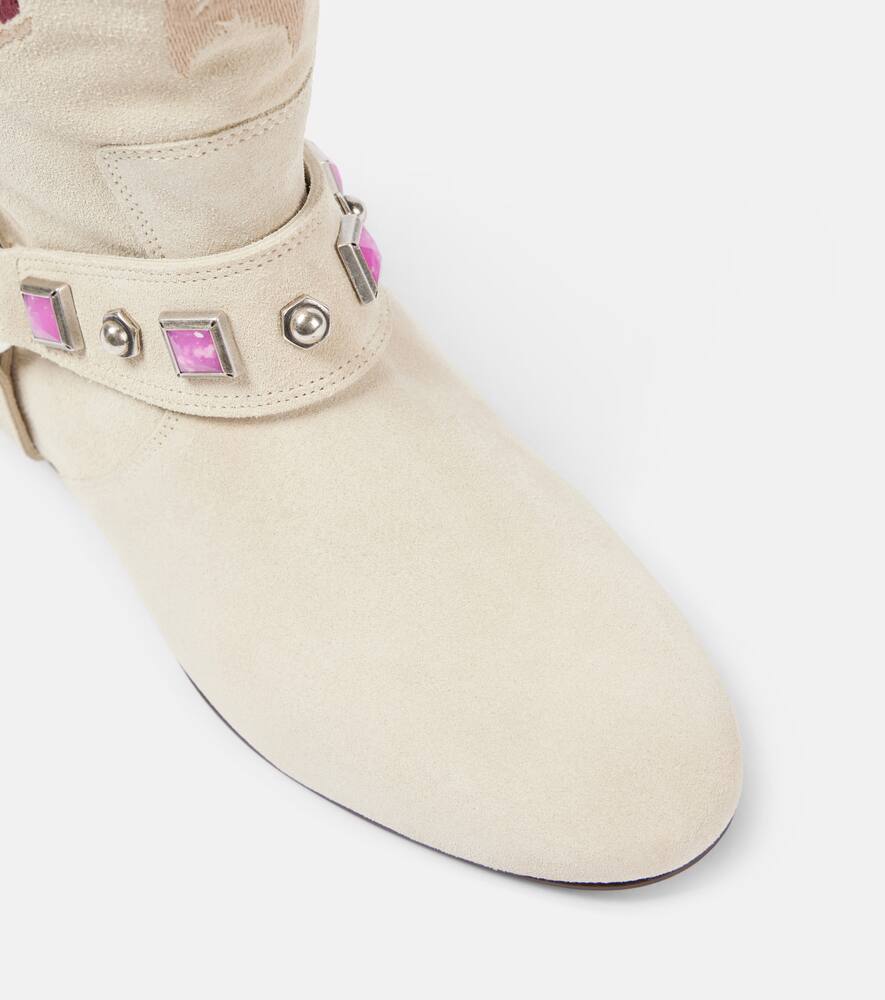 Isabel Marant Siani fringed embroidered suede ankle boots