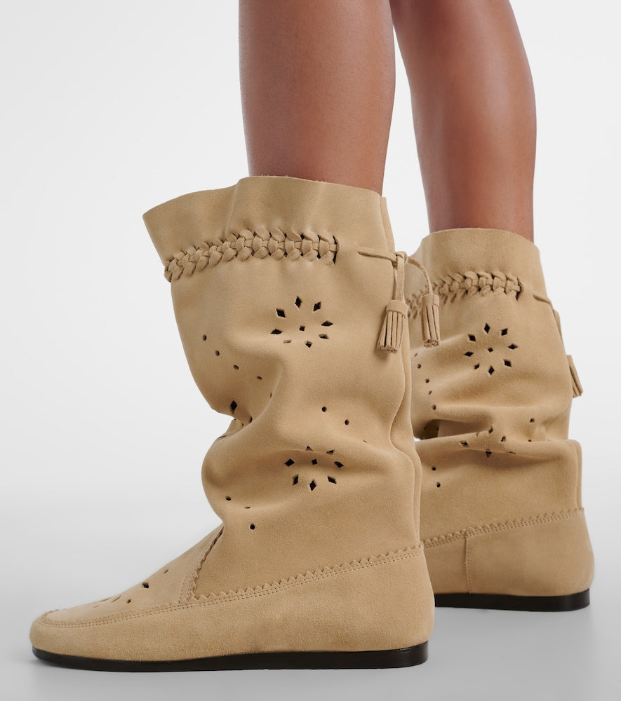 Isabel Marant Welky laser-cut suede mid-calf boots