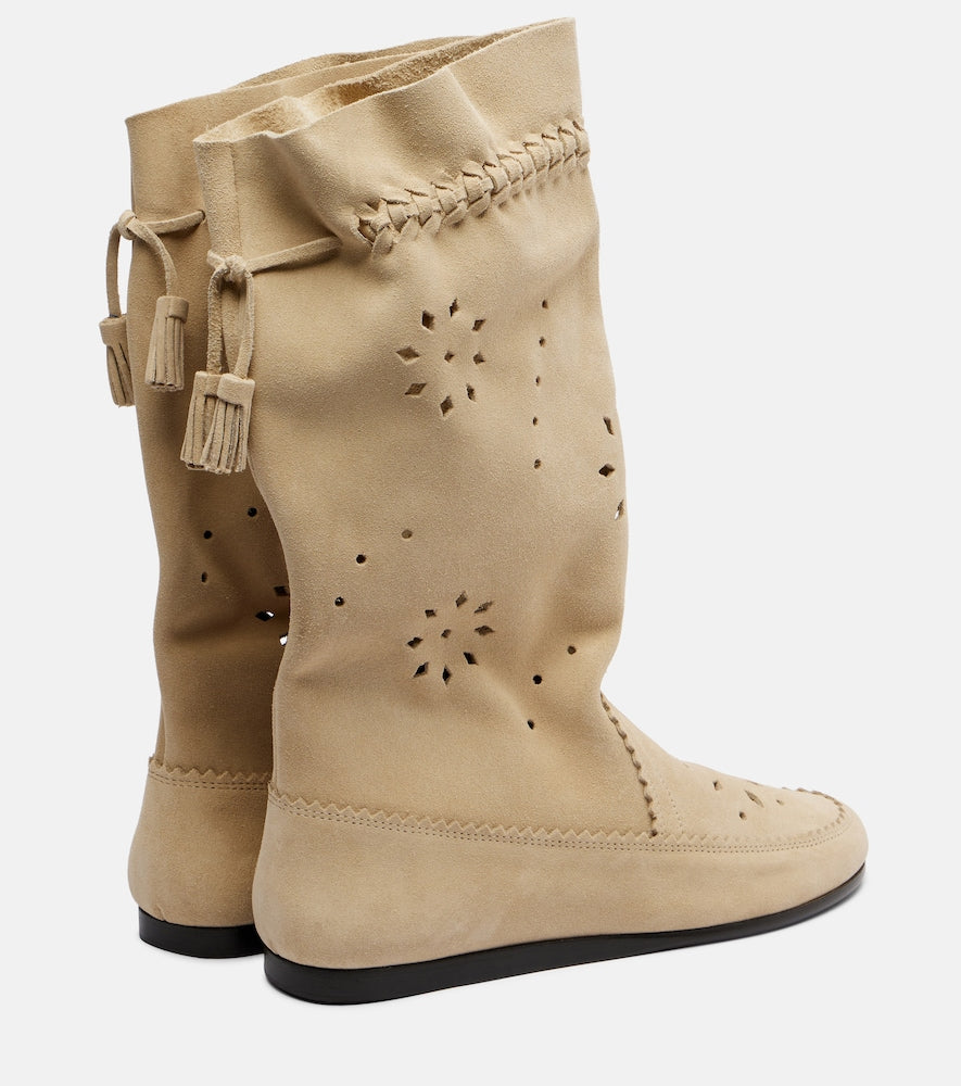 Isabel Marant Welky laser-cut suede mid-calf boots