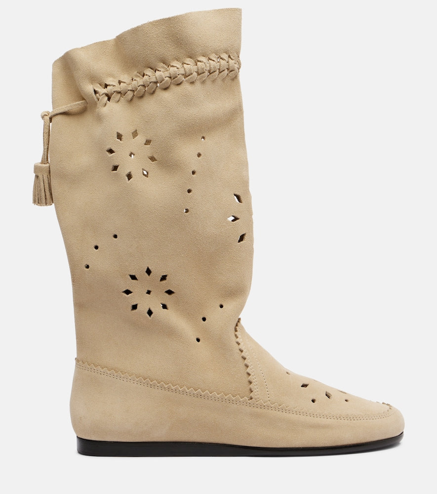 Isabel Marant Welky laser-cut suede mid-calf boots