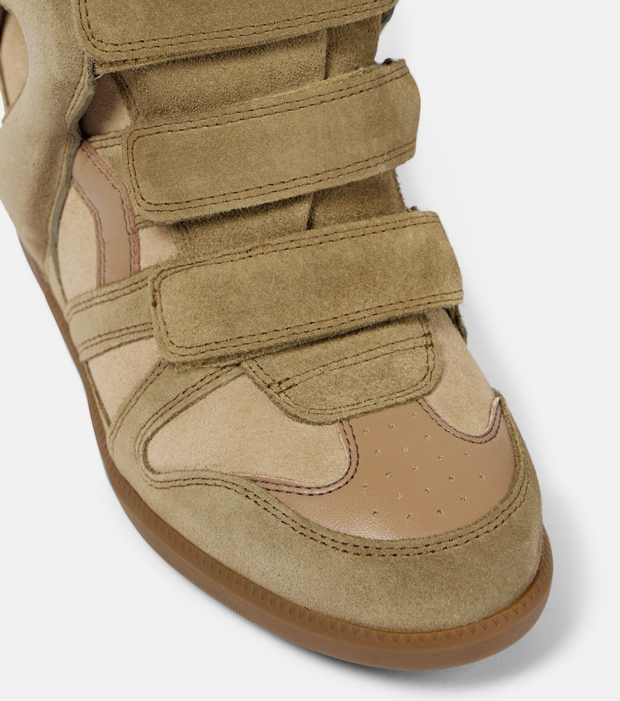 Isabel Marant Bekett leather and suede wedge sneakers - Green High Top Sneakers