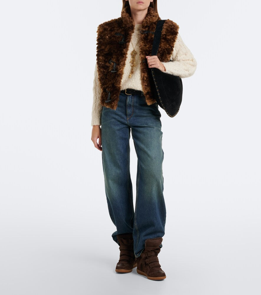 Isabel Marant Bekett shearling-lined suede wedge sneakers in Brown - High Top Sneakers