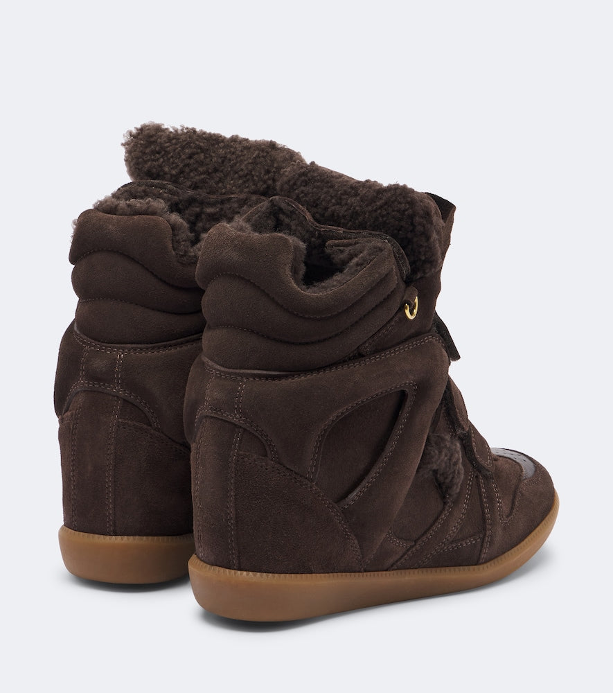 Isabel Marant Bekett shearling-lined suede wedge sneakers in Brown - High Top Sneakers