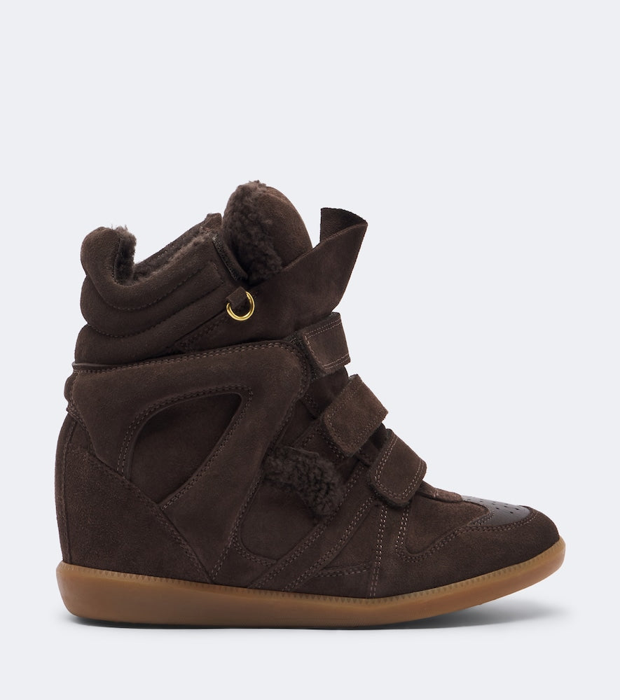 Isabel Marant Bekett shearling-lined suede wedge sneakers in Brown - High Top Sneakers