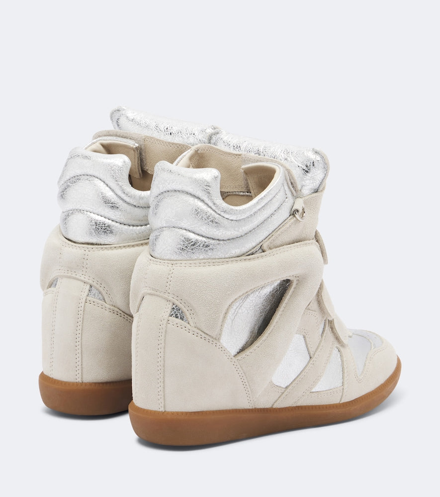 Isabel Marant Bekett suede and metallic leather sneakers in Beige - High Top Sneakers