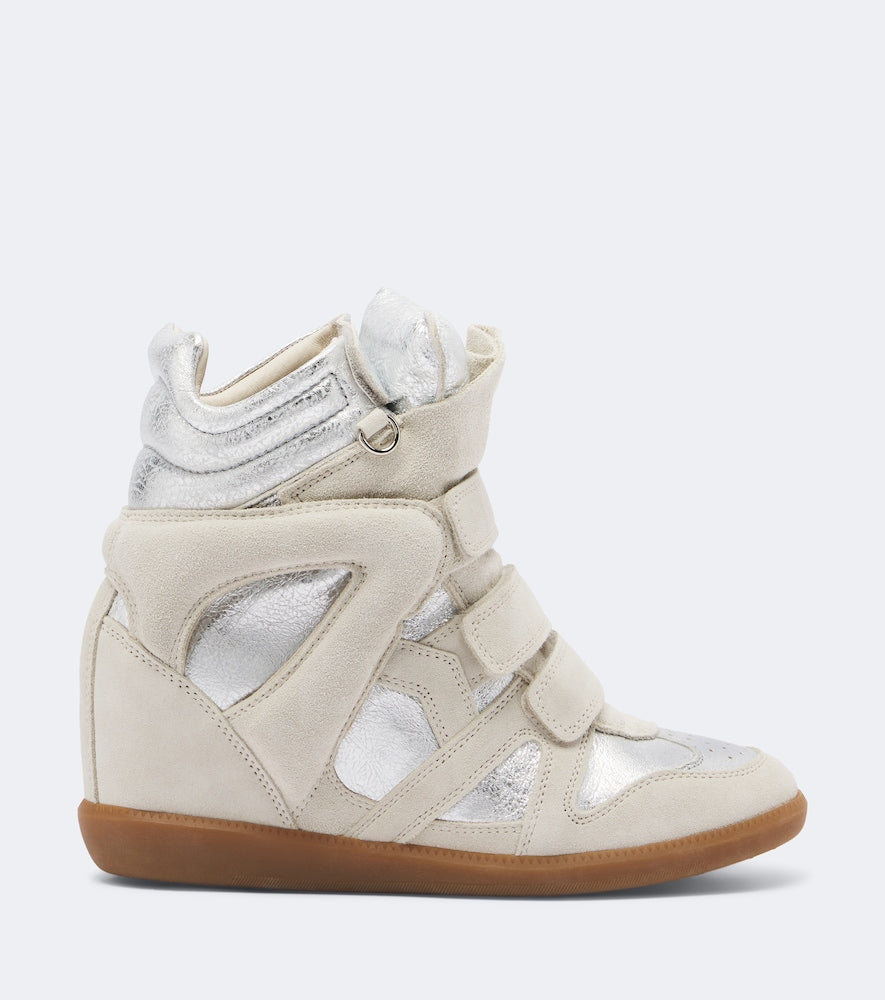 Isabel Marant Bekett suede and metallic leather sneakers in Beige - High Top Sneakers