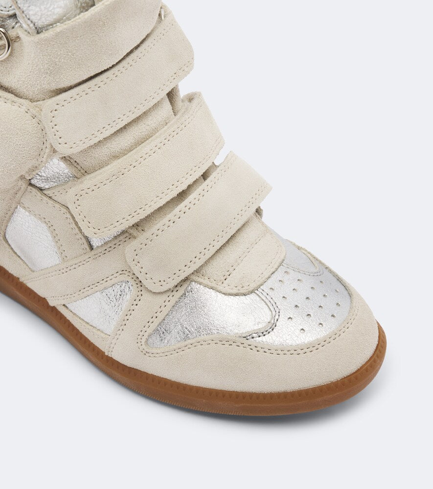 Isabel Marant Bekett suede and metallic leather sneakers in Beige - High Top Sneakers