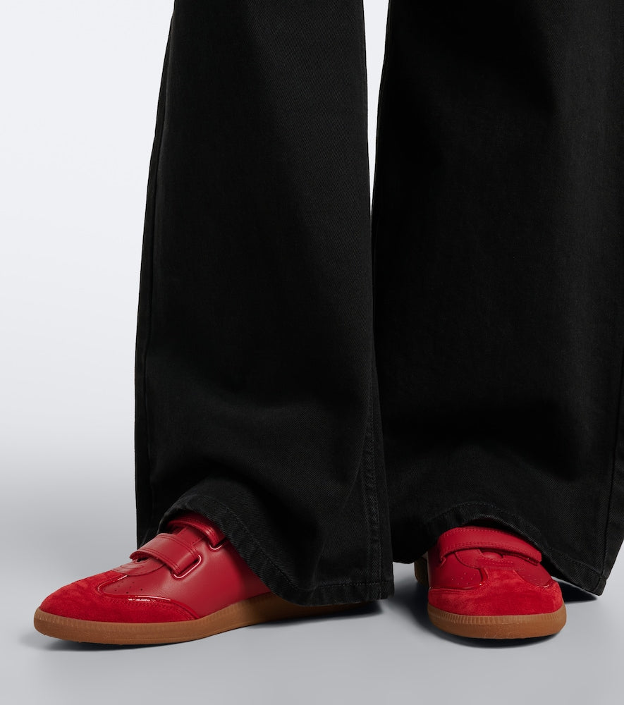 Isabel Marant Beth suede-trimmed leather sneakers - Red Low-Top Sneakers