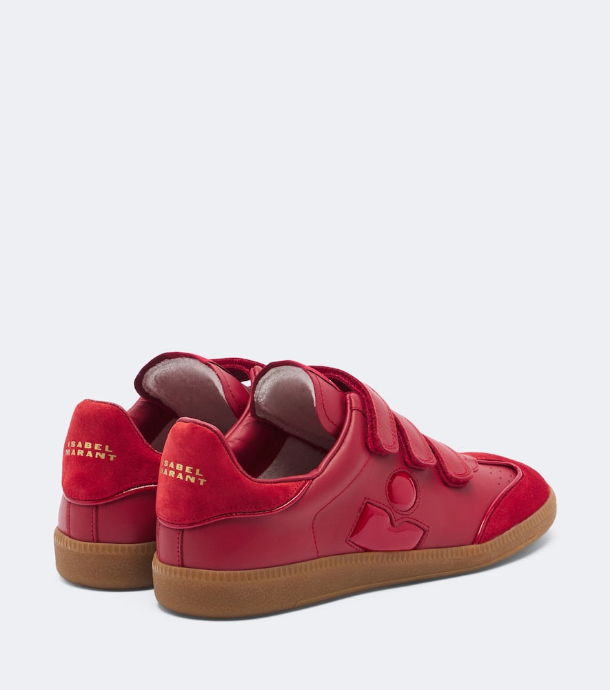 Isabel Marant Beth suede-trimmed leather sneakers - Red Low-Top Sneakers
