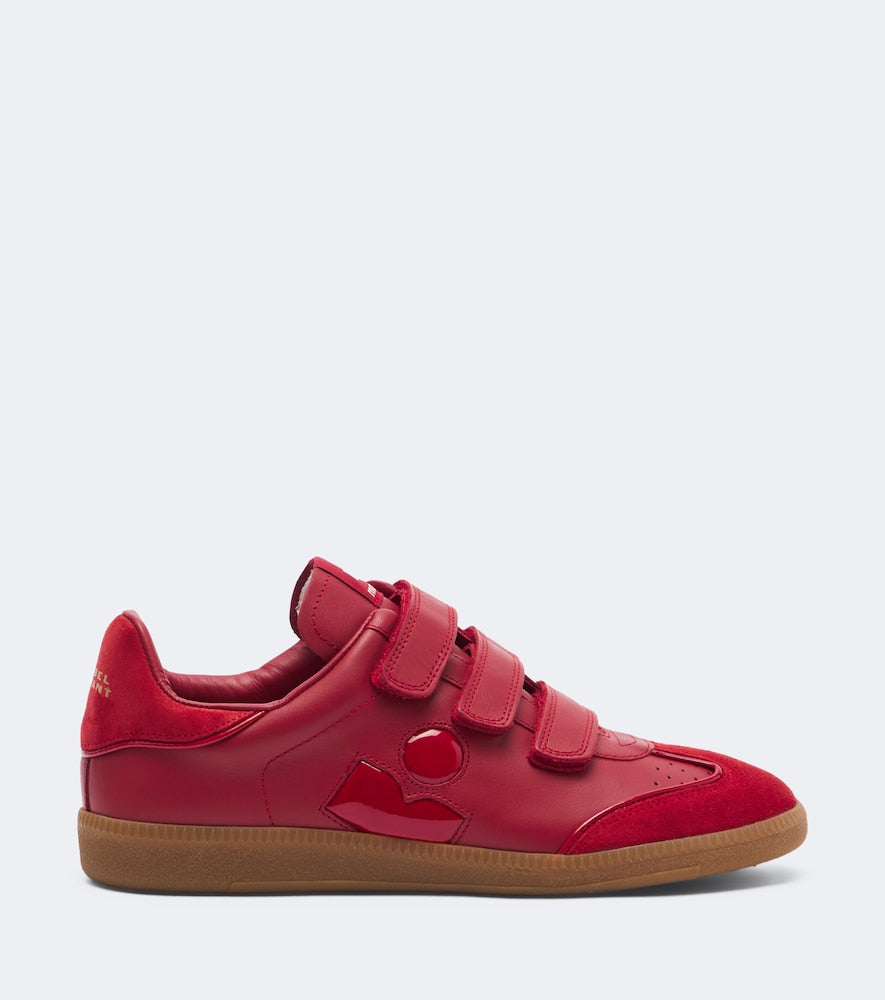 Isabel Marant Beth suede-trimmed leather sneakers - Red Low-Top Sneakers