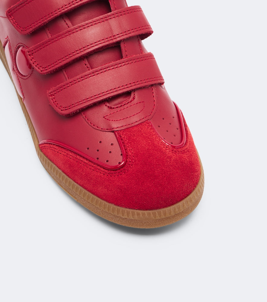 Isabel Marant Beth suede-trimmed leather sneakers - Red Low-Top Sneakers