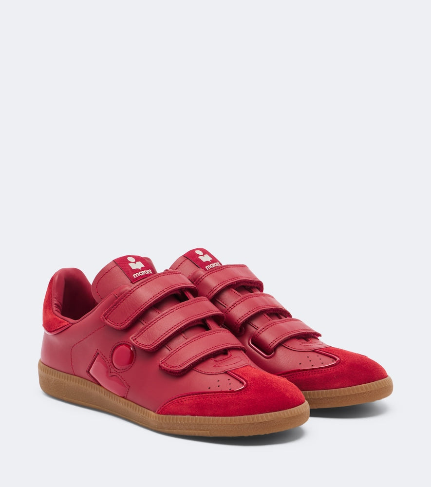 Isabel Marant Beth suede-trimmed leather sneakers - Red Low-Top Sneakers