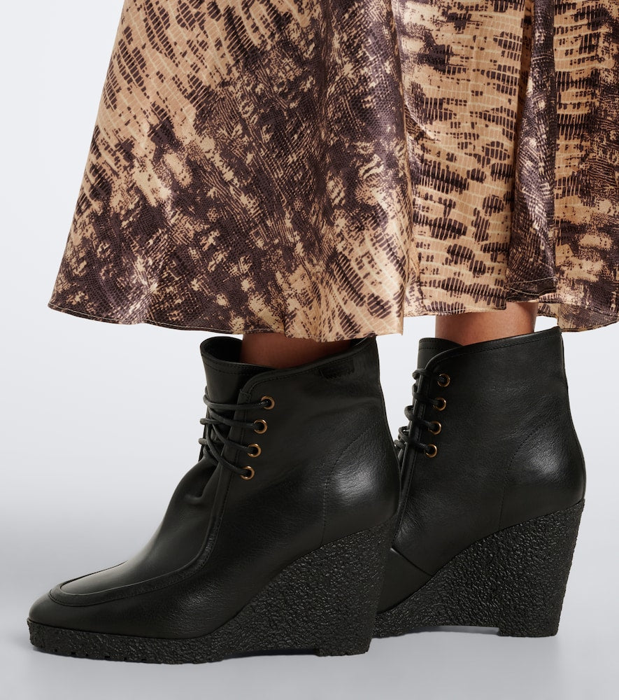 Black Isabel Marant Cylia leather wedge ankle boots - High Heels