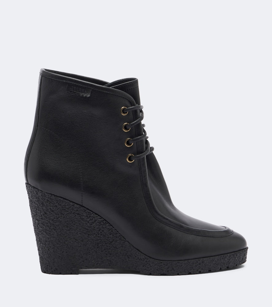 Black Isabel Marant Cylia leather wedge ankle boots - High Heels