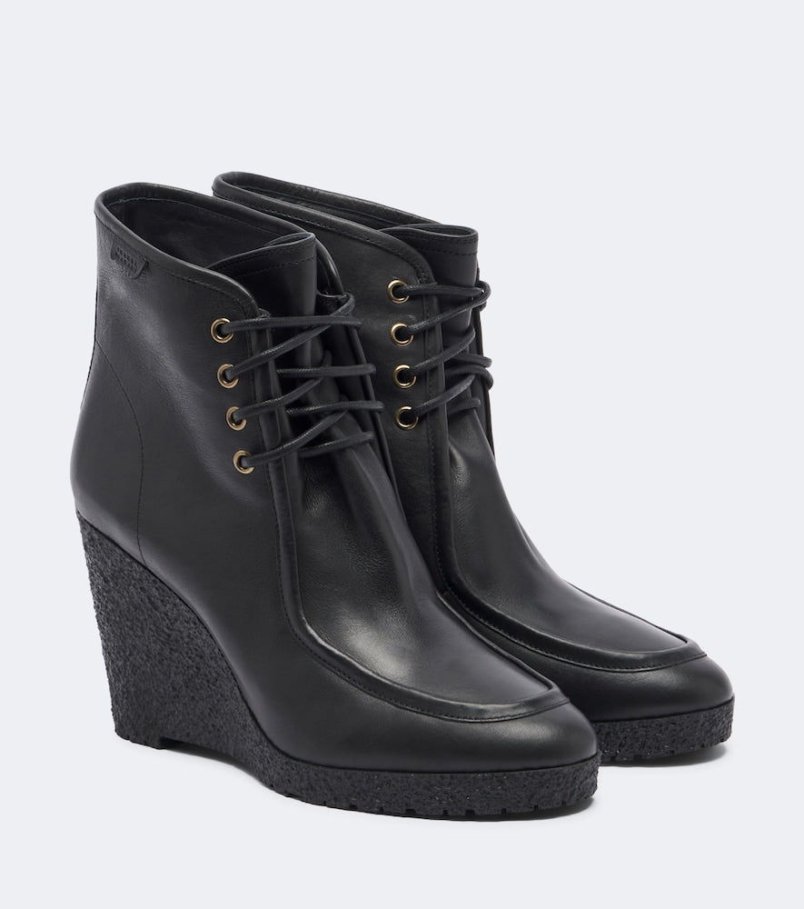 Black Isabel Marant Cylia leather wedge ankle boots - High Heels